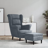 vidaXL Fauteuil à Oreilles avec Tabouret Chaise de Relaxation Siège de Salon Meuble de Salle de Séjour Maison Intérieur Gris Foncé Velours