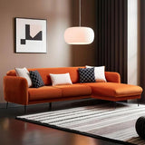 Menzzo Canapé d'angle à Droite Convertible avec 3 Coussins Vesna Velours Orange