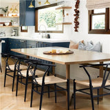 Abician Lot de 2 Chaises de Salle à Manger Corde de Papier Cadre en Métal Ensemble de Chaises en Corde Intérieur Dossier Demi-Circulaire Cuisine Salon 54,5 × 57 × 73,5 cm Noir