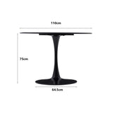 GrandCA HOME Table de Salle à Manger Ronde Moderne Noir de 110 cm avec Piédestal Design Tulipe, Table de Loisirs Mid-Century pour Cuisine, Salle à Manger et Salon