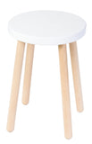Spec-Wood Tabouret en Bois - Table Basse et Support de Fleurs - Décoration et Support pour Plantes - Rond - Blanc/Hêtre Naturel