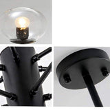 12-lumières Spoutnik Lustre Vintage Boule De Verre Suspension Luminaire Industriel Millésime Noir Plafonnier Intérieur Pour Cuisine Salon Salle à Manger Restaurant-Couleur transparente. 6 lumière