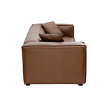 Miliboo Canapé Vintage 3 Places Cuir Marron et Bois Noir Cobain