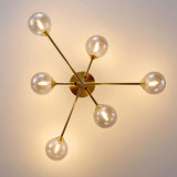 Pilanp Plafonnier Moderne Globe en Verre ambré plafonnier Multi-lumières plafonnier Salon Cuisine Chambre plafonniers intérieur Plafond Lustre décor à la Maison