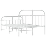 Capwee Lit 120x190 cm Cadre de lit en métal Lit Double en Métal pour Adultes-Blanc-120 x 190 cm-avec tête de lit et Pied de lit