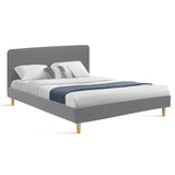 IDMarket - Lit Double scandinave Balta avec tête de lit et sommier 140 x 190 cm Tissu Gris Clair