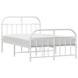 Capwee Lit 120x190 cm Cadre de lit en métal Lit Double en Métal pour Adultes-Blanc-120 x 190 cm-avec tête de lit et Pied de lit