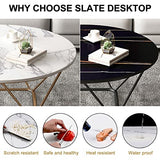 Table Basse Ronde Moderne, Table Centrale de Salon avec Plateau Rond en Pierre frittée et Table de canapé à Cadre en métal Robuste pour Salon, Chambre à Coucher, Salle à Manger, Petit appart