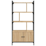vidaXL Bibliothèque avec Portes, Étagère à Livres avec Rangement, Meuble à Livres, Paravent de Salon Bureau, Industriel, Chêne Sonoma Bois d'Ingénierie