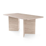 Calicosy – Table à Manger Rectangulaire L180 cm en Bois – Design Moderne avec 2 Pieds Pleins – L180 x P90 x H77 cm – Table Familiale 4 à 6 Personnes – Modèle Ava