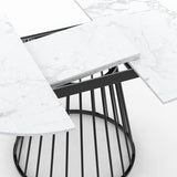 IDMarket - Table à Manger Extensible Ronde Yuna 4-8 Personnes Plateau Effet marbre Blanc Alaska et Noir 110-150 cm