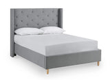 DecoInParis Lit Double en Tissu capitonné Margot (Gris, 180_x_200_cm)