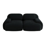 KOMHTOM Petit Canapé 2 Places en Velours Côtelé avec Coussins Confortables, Accoudoir Courbe et Rembourré - Canapé Modulable Moderne (Noir)