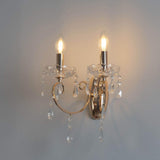 KOSILUM - Applique 2 bras cristal baroque pampilles or rose - Pavia - Lumière Blanc Chaud Eclairage Salon Chambre Cuisine Couloir - - - E14 - IP20