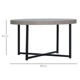 HOMCOM Table Basse Ronde Effet béton ciré en Bois et métal - Ø 80 x 45 cm - piètement croisé