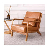 ZUMAHA Canapé Simple Doux et Moelleux, Fauteuil d'appoint Moderne avec Pieds en Bois, Chaise d'appoint en Cuir, siège et Dossier rembourrés