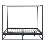 [en.casa] Lit à Baldaquin Style Intemporel Cadre de Lit Double avec Lattes Métalliques pour 2 Personnes Lit Design Industriel 2 Places Capacité 200 kg Métal 160 x 200 cm Noir