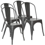 Supfine Chaise de Salle à Manger Lot de 4 Industrielle Vintage Tabouret de Cuisine avec Dossier Hauteur d'assise 44cm, Chaises Empilables Metal pour Intérieure et Extérieure Jardin Bistrot