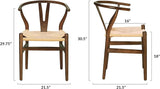 Lot de 2 chaises de salle à manger modernes en poly et écorce en forme d'os triangulaires en noyer avec assise confortable pour cuisine et salle à manger