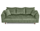 Lisa Design - Rune - canapé Droit 3 Places en Velours texturé, Vert Sauge