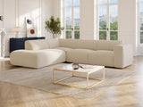 Vente-unique - Grand canapé d'angle Gauche avec Dossier méridienne en Tissu texturé Beige POGNI de Maison Céphy