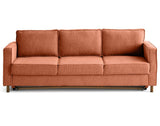 Lisa Design - Jake - canapé Droit 3 Places Convertible en Tissu Velours Relief, Terracotta