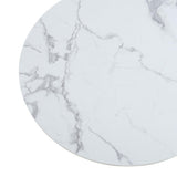 [en.casa] Table Basse de Salon avec Plateau Rond Table d'Appoint Style Intemporel Bout de Canapé pour Salle de Séjour Chambre Bureau Panneau de Particules 80 x 42 cm Effet Marbre Blanc