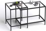 Lot de 2 tables basses carrées modernes en verre - Petite table d'appoint - Table basse pour salon, chambre à coucher, bureau - 60/40 cm - Noir