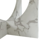 [en.casa] Table Basse de Salon avec Plateau Rond Table d'Appoint Style Intemporel Bout de Canapé pour Salle de Séjour Chambre Bureau Panneau de Particules 80 x 42 cm Effet Marbre Blanc