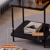 CMYCYDDPLY Table D'appoint À 2 Niveaux, Table Basse de Rangement, avec Verre Trempé, Économise de l'espace, Peut Être Utilisée comme Table Basse ou Table de Chevet