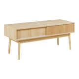 [en.casa] Meuble TV Design Scandinave avec 2 Portes Coulissantes Passe-Câbles Banc Télévision avec Espace de Rangement Panneau de Particules MDF Bois de Pin 115 x 40 x 48 cm Effet Chêne