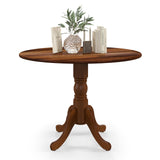 LIFEZEAL Table de Salle à Manger Ronde pour 4 Personnes, en Bois d'hévéa avec Base sur Socle, Meubles de Salon de 100 cm, pour Salle à Manger, Salon et Bureau, Charge 100 kg (Marron)