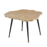 FineBuy Table Basse de Salon Métal 64x64x37 cm Disque d'arbre Aluminium Or | Petite Table de Canapé | Design Table d'appoint Style Moderne