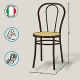 Tomaino - Chaise de cuisine en fer avec assise en paille - Ensemble de chaises de salle à manger Vienne (4, noir)