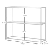 HOMCOM Table Console, Table d'entrée, Cadre en Acier, 2 étagères, Design Moderne, pour Salon, entrée, Couloir, 100 x 30 x 87 cm, Blanc