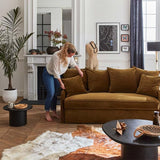 Moment Home Canapé 3 Places Convertible, Grand Confort, Made in France, Déhoussable,Velours Bronze, Couchage 140 Express Quotidien, Auguste