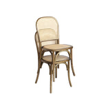 sweeek - Lot de Deux chaises Vintage en Bois Marron Vieilli avec Assise et Dossier en rotin