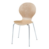[en.casa] Lot de 4 Chaises de Salle à Manger Ensemble de 4 Chaises Confortables pour Salon Bureau Capacité 150 kg Contreplaqué de Bouleau Métal 85 x 48 x 50 cm Naturel Chrome
