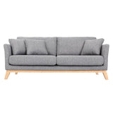 Miliboo Canapé scandinave déhoussable 3 Places en Tissu Gris Clair et Bois Clair Oslo