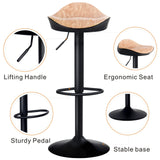 YOUTASTE Tabouret de Bar Lot de 2 Tabourets de Cuisine Chaise Haute Réglable en Hauteur et Pivotant pour îlot de Cuisine et Bar, Surface en Cuir PU, Repose-Pieds (Motif Grain de Bois)