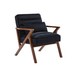 sweeek - Fauteuil scandinave Bois d'hévéa et Velours Noir