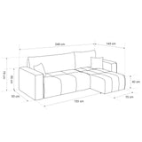 GREKPOL Canapé d'angle Convertible 145x248 à Gauche ou à Droite - Canapé 3 Places Convertible - Canapé Rose - Canapé avec Espace de Rangement - Canapé Lit - Canapé Convertible