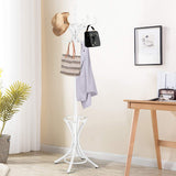 GOPLUS Porte-Manteau sur Pied au Style Industriel, 12 Crochets en Bois Massif, Support Manteau/Parapluie/Chapeau, 51 x 51 x 184CM (Blanc)
