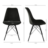 Kick Collection Ensemble de 4 Chaise de Salle à Manger Velvet - Velours - Noir - Moderne et de Haute qualité - Tissu Velours et métal - Disponible dans de Nombreuses Couleurs