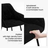 WOLTU Lot de 2 Chaises de Salle à Manger, Chaises de Cuisine Rembourrées avec Dossier, Accoudoirs, Pieds en Métal, pour Salon, Bureau, Coiffeuse, en Velours, Noir, EZS02sz-2