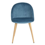 WV LeisureMaster Chaise de Salle à Manger avec Tissu Ergonomique rembourré en Velours sans accoudoirs avec Pieds en métal Chaise d'appoint de Style scandinave Chaise d'invité (Bleu-4PCS)