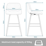EUGAD Tabouret Bar, Lot de 2, Chaise Haute Cuisine, en Velours, Siège Rembourré, avec Dossier et Repose-Pieds, Pieds en Métal, Vert foncé, 1089BY-2