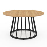 IDMarket - Table Basse Ronde Yuna 70 cm Plateau Bois et Pied Filaire en métal Noir