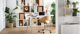 Miliboo Chaise de Bureau à roulettes Blanc et Bois Clair Bent