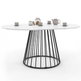 IDMarket - Table à Manger Extensible Ronde Yuna 4-8 Personnes Plateau Effet marbre Blanc Alaska et Noir 110-150 cm